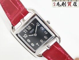エルメス HERMES ケープゴッド ステンレス ブラック CC1.210 クォーツ レザーベルト レディース 【中古】 時計