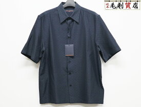ルイヴィトン LOUIS VUITTON ミニモノグラム シルクプレンド ショートスリーブ シャツ 1AJVSB サイズS ネイビー 極上美品 【中古】 トップス