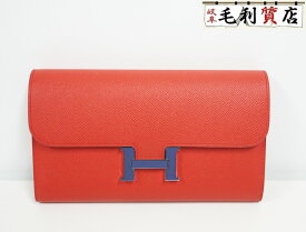 エルメス HERMES コンスタンス ロング ルージュカザック ヴォーエプソン シルバー金具 C刻印 2018年製 美品 レディース 財布