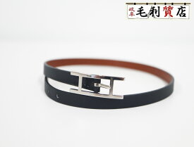 エルメス HERMES ビーアピ レザー ブラック シルバー金具 ブレスレット ユニセックス 【中古】アクセサリー