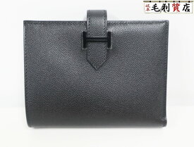 エルメス HERMES ベアン コンパクト モノクローム ソーブラック ヴォーマダム ブラック G刻印 未使用 【中古】 財布