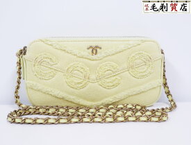 シャネル CHANEL COCO デニム チェーンウォレット Wファスナー パステルイエロー 極上美品 財布 【中古】バッグ