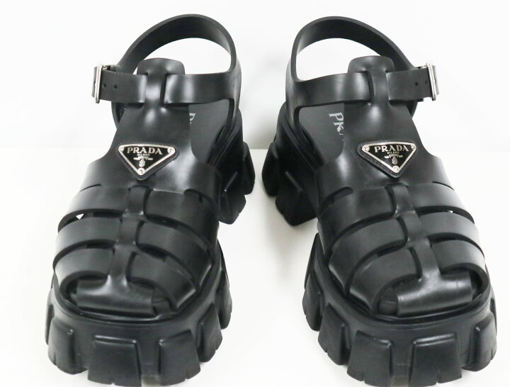 楽天市場】プラダ PRADA レザー フォームラバー サンダル モノリス  