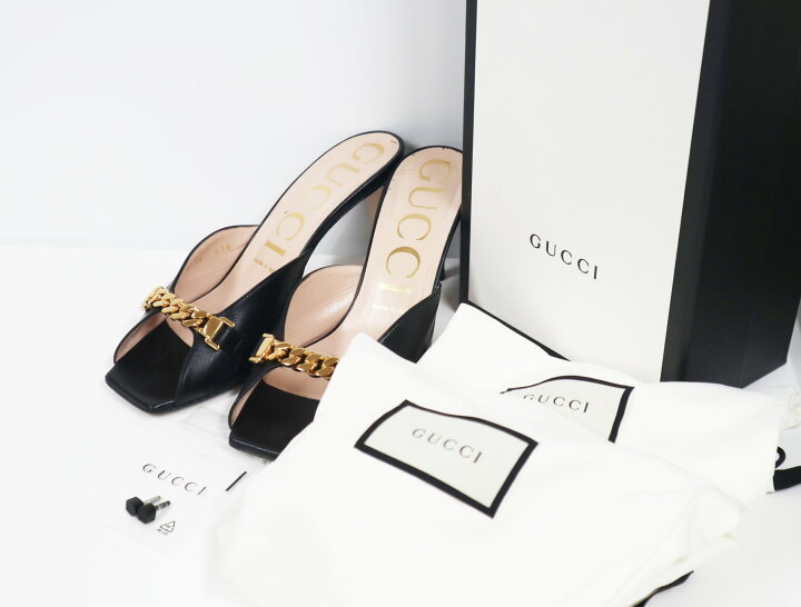 楽天市場】グッチ GUCCI レザー チェーン サンダル 626769 ミュール 