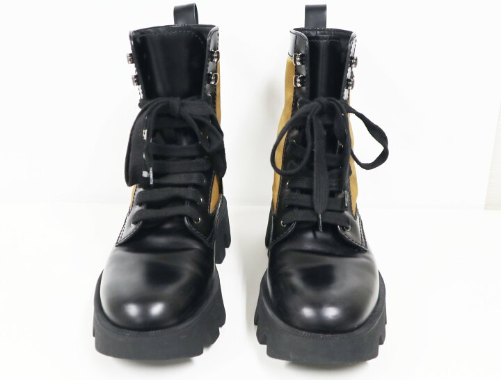 楽天市場】プラダ PRADA ブーツ 2UE006 ナイロン レザー 黒 カーキ 