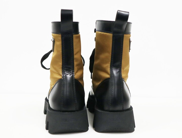 楽天市場】プラダ PRADA ブーツ 2UE006 ナイロン レザー 黒 カーキ 