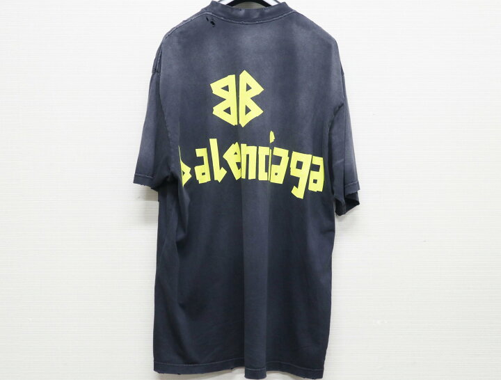 BALENCIAGA バレンシアガ Tape Medium Fit Tee 739784 ユーズド加工  