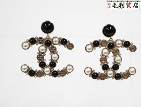 シャネル CHANEL B19B ココマーク フェイクパール 黒石 イヤリング ゴールド 極美品 【中古】レディース アクセサリー