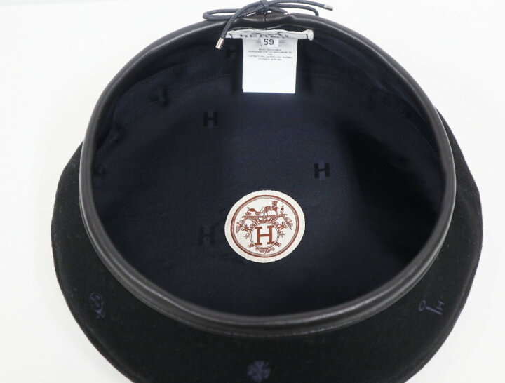 楽天市場】未使用品!!HERMES エルメス ベレー帽 カシミア レザー 59 
