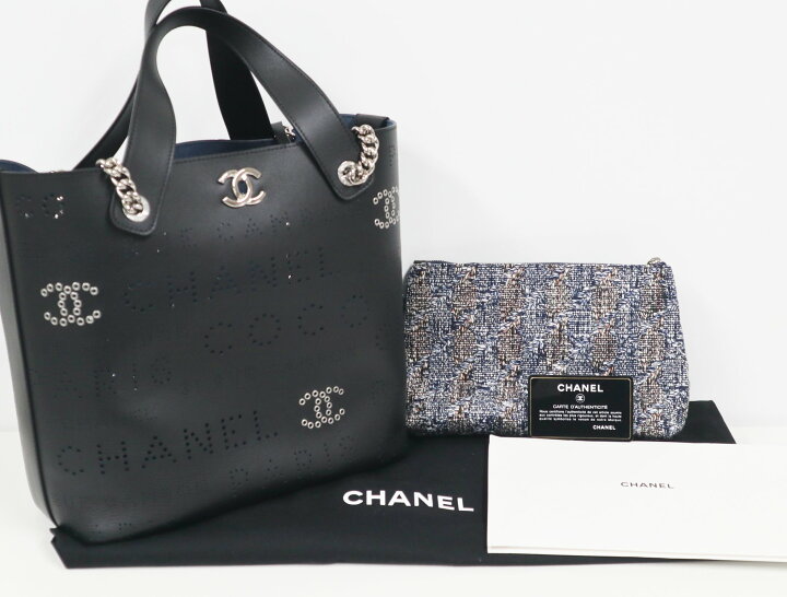 楽天市場】シャネル CHANEL パンチング ロゴ トート チェーン  