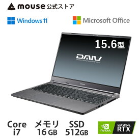 DAIV 5N-MA-AP [ Windows 11 ] 15.6型 Core i7-11800H 16GB メモリ 512GB M.2 SSD GeForce RTX 3060 グラフィックス ノートパソコン Office付き 新品 mouse マウスコンピューター PC BTO