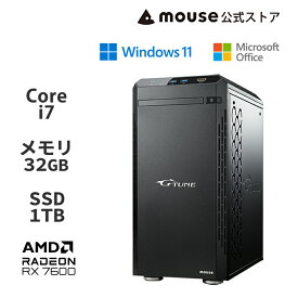 G-Tune DG-I7A60 ゲーミングPC デスクトップ パソコン Core i7-14700F 32GB メモリ 1TB M.2 SSD Radeon RX 7600 Office付き 新品 マウスコンピューター mouse PC おすすめ