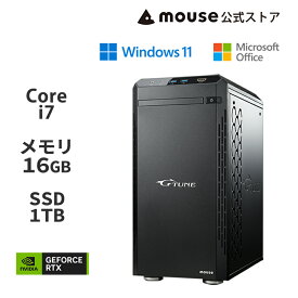 G-Tune DG-I7G6T ゲーミングPC デスクトップ パソコン Core i7-13700F 16GB メモリ 1TB M.2 SSD GeForce RTX 4060Ti Office付き 新品 静音性が高い水冷CPUクーラー搭載！ マウスコンピューター