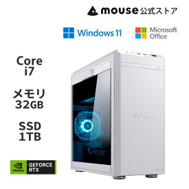 G-Tune DG-I7G6T(ホワイトカラーモデル) ゲーミングPC デスクトップ パソコン Core i7-14700F 32GB メモリ 1TB M.2 SSD GeForce RTX 4060 Ti Office付き マウスコンピューター mouse PC 新品 おすすめ