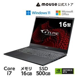 【エントリーでP10倍＆最大2万円オフクーポン★4/27 09:59まで】ノートパソコン G-Tune P6-I7G50BK-A ゲーミングPC 16型 WUXGA 液晶 Core i7-12650H 16GB メモリ 500GB M.2 SSD GeForce RTX 4050 ノートパソコン Office付き 新品 mouse マウス おすすめ