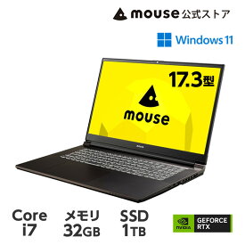 【エントリーでポイント10倍！5月27日01：59まで】mouse K7-I7G50BK-A（32GB メモリ搭載モデル） ノートパソコン 17.3型 Core i7-12650H 32GB メモリ 1TB M.2 SSD GeForce RTX2050 マウスコンピューター mouse 新品 ノートPC