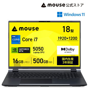 �y3�N�ۏ؁E�������Y�E�����zmouse K8-I7G50BK-A �m�[�g�p�\�R�� 18�C���` �V�i Core i7 14650HX 16GB ������ 500GB SSD RTX 5050 ����ҏW �}�E�X�R���s���[�^�[ �m�[�gPC