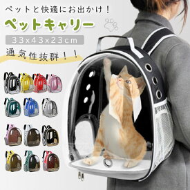 犬猫兼用 ペットキャリーバッグ ペットキャリーリュック 透明ウィンドウ 小型犬対応 通気性 防災避難 通院 送料無料