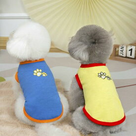 【期間限定】【P10+10%OFFクーポン配布中】NEW! 超!可愛い 春 犬服 猫服 小型犬服 カットソー 袖なし 男の子 女の子 タンクトップ プチプラ おしゃれ シンプル ワンポイント 足跡 Tシャツ かわいい シャツ 春トップス パピー ワンちゃん 犬用品 犬服 猫