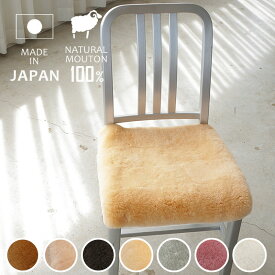 ムートン チェアパッド 座布団 クッション 40cm 短毛 日本製 オーストラリア産 抗菌 防ダニ シープスキン 全7色 あったかい 防寒 シープスキン インテリア 敷物 正方形 椅子 ムートン座布団 イージーケア おしゃれ