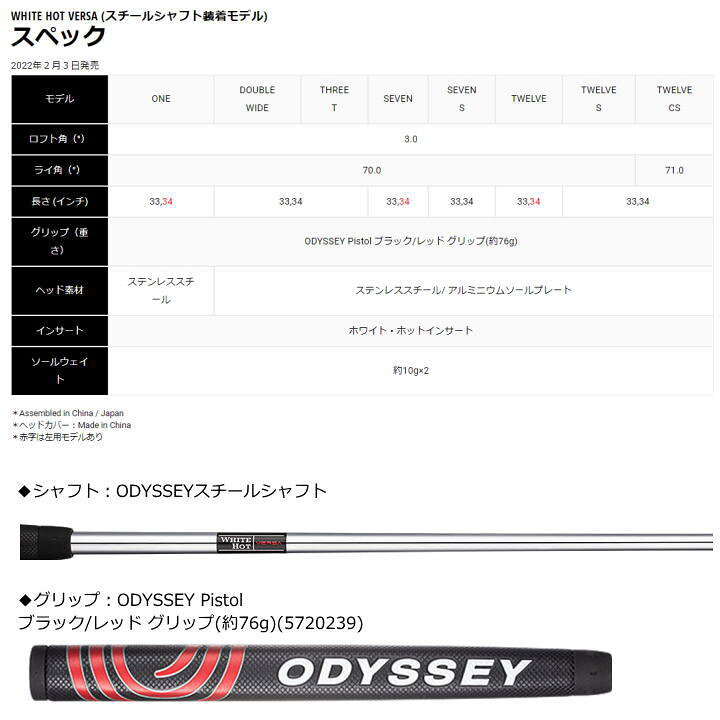 楽天市場】ODYSSEY WHITE HOT VERSA TWELVE PUTTER オデッセイ  