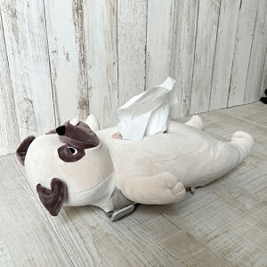 ☆在庫限り☆ ティッシュケース【パグ】フレンチブル フレブル 雑貨 ファッション ギフト 便利 パグ プレゼント 立体化 キャラクター 顔 ぬいぐるみ 車 かわいい 簡単