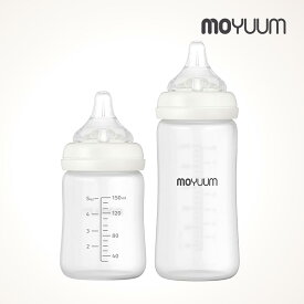 【公式】MOYUUM [モユム] シリコーンコーティング ガラス哺乳瓶 0ヶ月〜 150ml 250ml 1ヶ月～ ワイドネック 丸穴 カラス製 哺乳瓶 ほ乳瓶 哺乳びん 出産準備 授乳用品 吐き戻し防止 割れにくい 煮沸消毒対応 ベビー用品 出産祝い ギフト おしゃれ