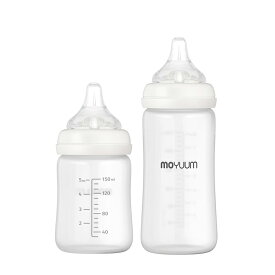 【公式】MOYUUM [モユム] シリコーンコーティング ガラス哺乳瓶 0ヶ月〜 150ml 250ml 1ヶ月～ ワイドネック 丸穴 カラス製 哺乳瓶 ほ乳瓶 哺乳びん 出産準備 授乳用品 吐き戻し防止 割れにくい 煮沸消毒対応 ベビー用品 出産祝い ギフト おしゃれ