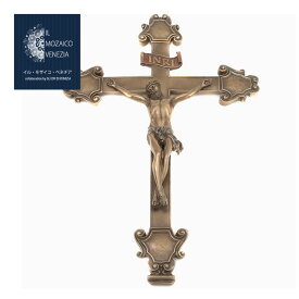 イタリア製 キリスト十字架 キリスト教 宗教 教会 牧師 インテリア ブロンズ風 7893-FG20