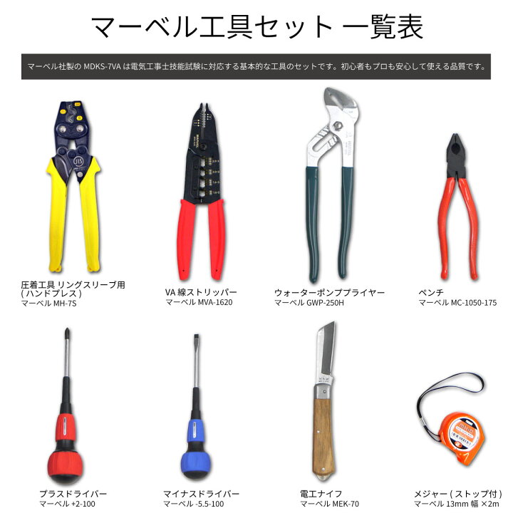 楽天市場】電気工事士 工具セット 1種 技能試験セット ギガ工具付き  