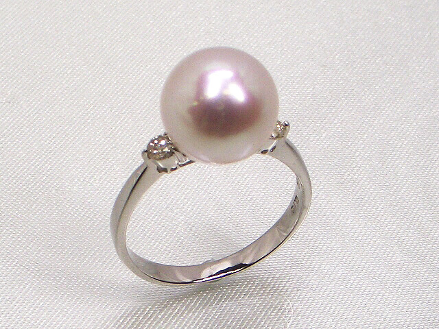 《最高級》花珠真珠リング 10.0mm  ダイヤモンド入り（0.15ct）　 　ギフト　プレゼント