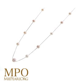【全品ギフト包装】≪ ペールカラー ≫ 淡水真珠ステーションネックレス 約7.0-8.5mm SV y-n-633 三重県真珠加工販売協同組合