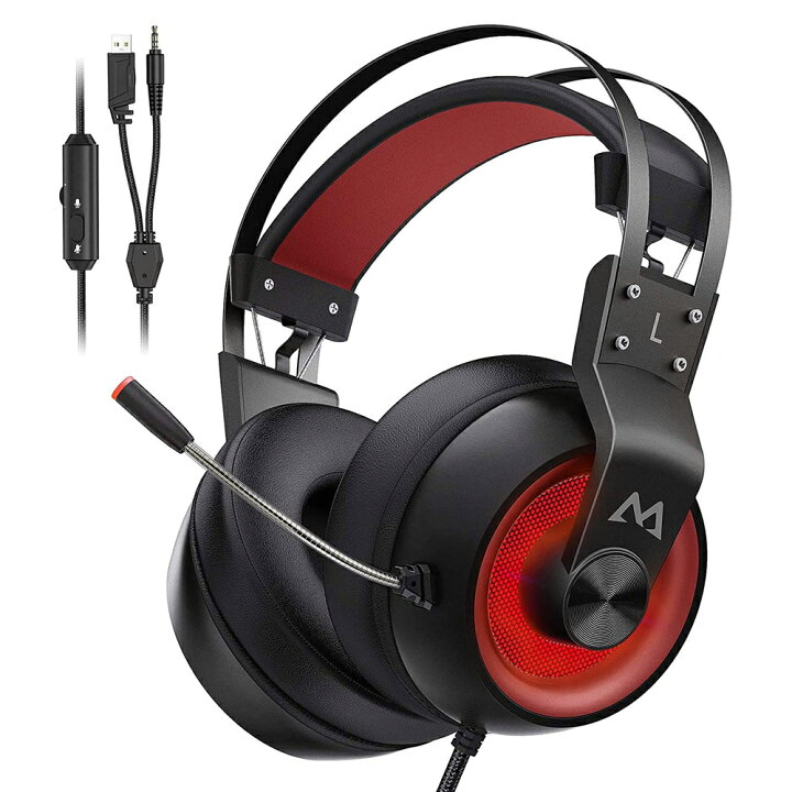 楽天市場 在庫処分 在庫わずか Mpow Eg3 Pro ゲーミングヘッドホン Ps4 Switch 通気性 Ledライト付 高音質 360 立体音 マイク付き 135 調節可能 ノイズキャンセリング Pc 有線 ゲーム用 調整可能 冷却ジェル パソコン スカイプ Fps対応 子供用 大人用 エムパウ