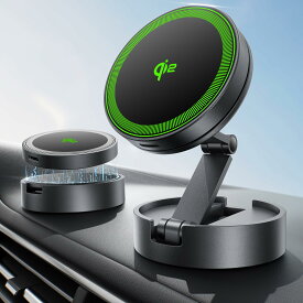 THREEKEY スマホホルダー 車 ワイヤレス充電 マグセーフ クルマ Qi2 充電器 車載【360°回転可能 高硬度亜鉛合金製の延長サポートアーム】MagSafe 車載 充電器 両面マグネット N52超強力磁石&3M製粘着剤 スマホスタンド 車 取付簡
