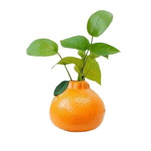 花瓶 陶器,オレンジ型 フラワーベース, 陶器製 一輪挿し 8.5cmミニ花器 小さい かびん 北欧 セラミック 手作り おしゃれドライフラワー 生け花 ギフト 女性 母の日 父の日 夫婦 男性 引越し祝