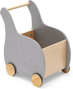 GYMAX 手押し車 ておしぐるま キッズワゴン おもちゃ収納 子供用ウォーカー 知育玩具 つかまり立ち 歩行練習 ままごと 出産祝い 誕生日 プレゼント 北欧風 かわいい (Grey)