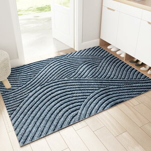 Hopeholic 玄関マット 屋外 北欧 風水 泥落としマット おしゃれ ドアマット 業務用 洗える 玄関外マット 大判 滑り止め 長さ調整可能 店舗用玄関マット 水洗い お手入れ簡単 80×120cm ブルー