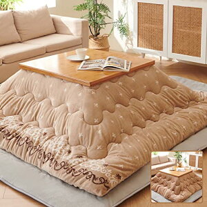 Matdeco こたつ布団 正方形 こたつ掛布団 210×210cm リバーシブル あったか コタツ布団 フランネル生地 蓄熱わた使用 厚手 マイクロファイバー 冬用 保温性 ふわふわ 両面使える 抗菌 防臭 静電