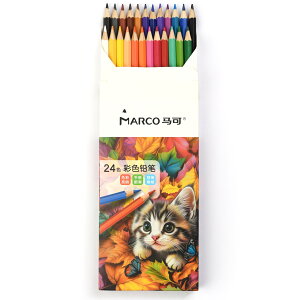 Marco 油性色鉛筆 24色 塗り絵 芯2.9mm 折れにくい 色鮮やかで手触りが滑らか 発色の良い色えんぴつセット 六角軸 木製 油性いろえんぴつ 学生 、大人、子供、初心者向け絵画セット 携帯に便利