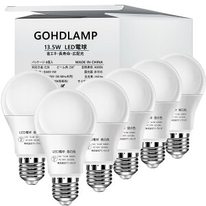 GOHDLAMP E26 LED �����F 100W���� �񒲌� A19/E26���� 1600lm ���P�x �L�z�� �ȃG�l �S���� �����Ή� �������a26mm(�����F, 6�Z�b�g)