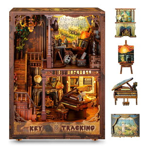 FUNPOLA ���̃p�Y�� 3D�p�Y�� �u�b�N�k�b�N �L�b�g �ؐ��p�Y�� DIY �~�j�`���A �h�[���n�E�X LED �{�I���� �u�b�N�G���h �W���p �N���t�g�Z�b�g 10�� ���S�҂⒆�w������ 375PC (���̍s��)