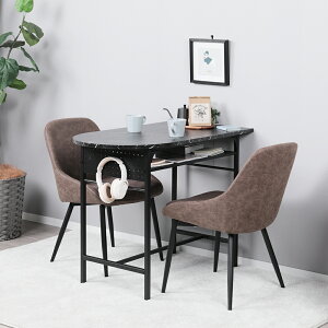 ダイニングテーブルセット 2人 3点セット 半円テーブル 北欧 壁付け 50cm幅 2人掛け ダイニングチェア 2脚セット おしゃれ カフェテーブル 丸 二人用 イス 椅子 食卓 大理石風 石目調 白 コンパ