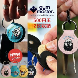 gym master ジムマスター キーホルダー コインキーケース キーケース ハッピー 刺繍 500円玉 2枚入る AirTag スナップボタン レスラー ルアー レディース メンズ ユニセックス サウナ 銭湯 キャンプ アウトドア プレゼント PATY パティ 【メール便05】