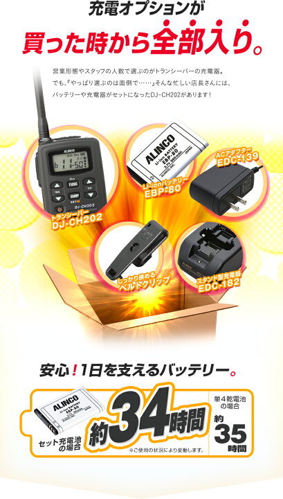 楽天市場】アルインコ DJ-CH202 イヤホンマイク付 2台フルセット 特定 