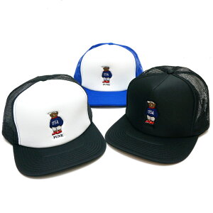 �S3�F �u�b�V���N���� BUSH CLAN ���b�V���L���b�v USA BEAR EMBROIDERED MESH CAP �t�@���N�x�A FUNK BEAR �g���b�J�[�n�b�g �u���b�N �� �u���[ ��