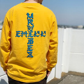 MRV by Mr.vibes ロンT Tシャツ LOCALS ONLY L/S Tee 長袖 オリジナル バックプリント 袖プリント イエロー 黄色 YELLOW