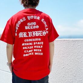 MRV by Mr.vibes Tシャツ GOD BLESS S/S Tee 半袖 オリジナル レッド 赤 RED