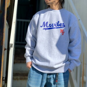 MRV by Mr.vibes �N���[�X�E�F�b�g SCRIPT LOGO CREWNECK SWEAT �g���[�i�[ �I���W�i�� �~�X�^�[�o�C�u�X �A�b�V���O���[ ASH GREY �D�F