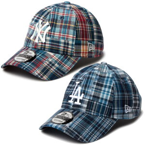 j[G NEW ERA [Lbv Xq 9TWENTY MLB Patchwork CAP NY LA hW[X L[X }hX`FbN MADRAS CHECK u[ bh BLUE RED