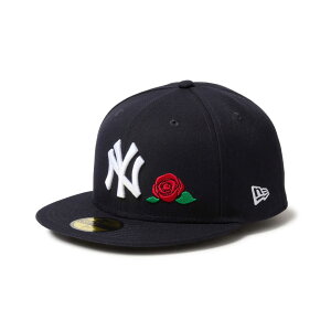 �j���[�G�� NEW ERA �L���b�v 59FIFTY With Rose �j���[���[�N�E�����L�[�X �l�C�r�[ NY YANKEES �l�C�r�[ �� NAVY 14668144